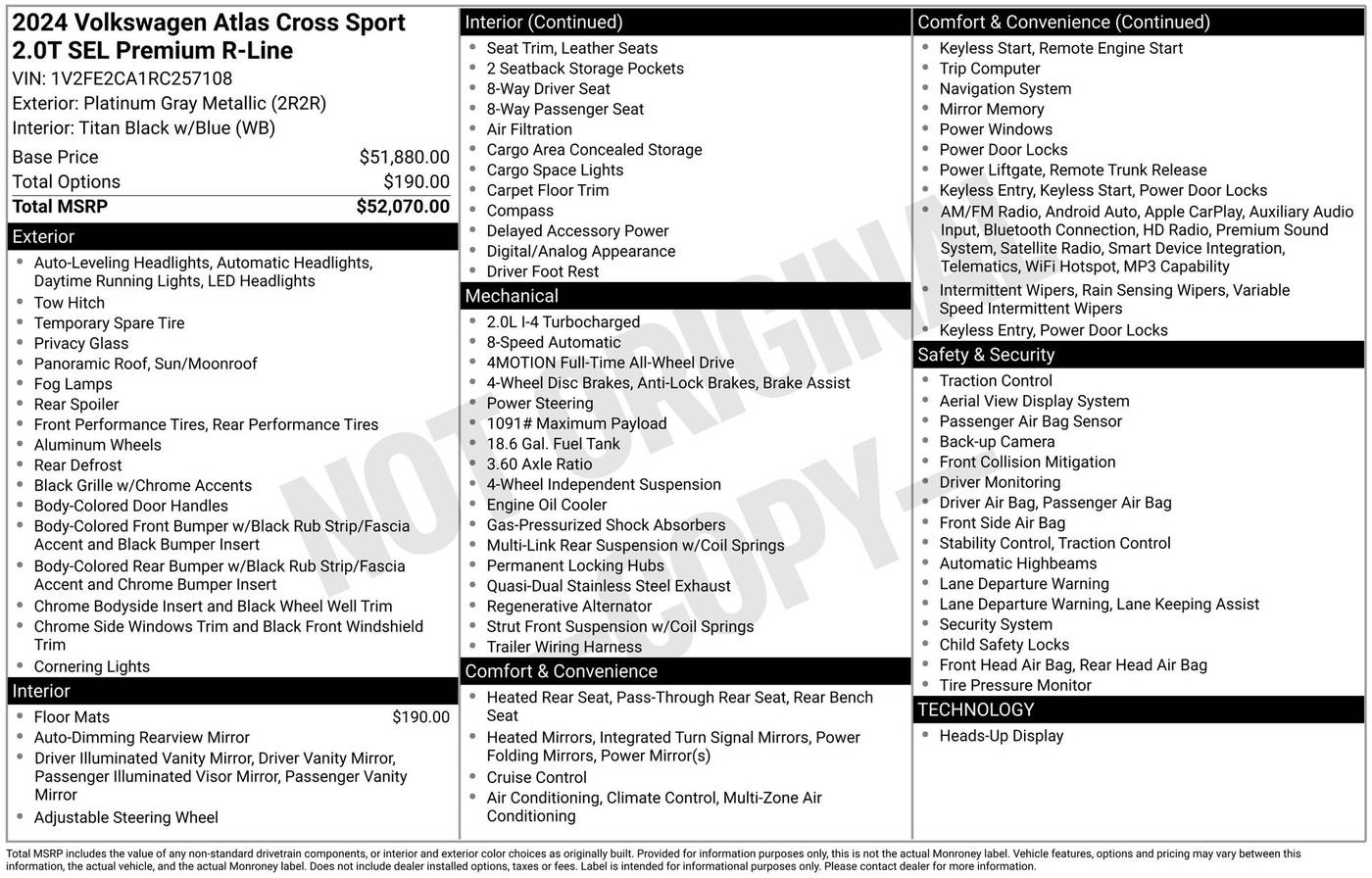 2024 Volkswagen Atlas Cross Sport