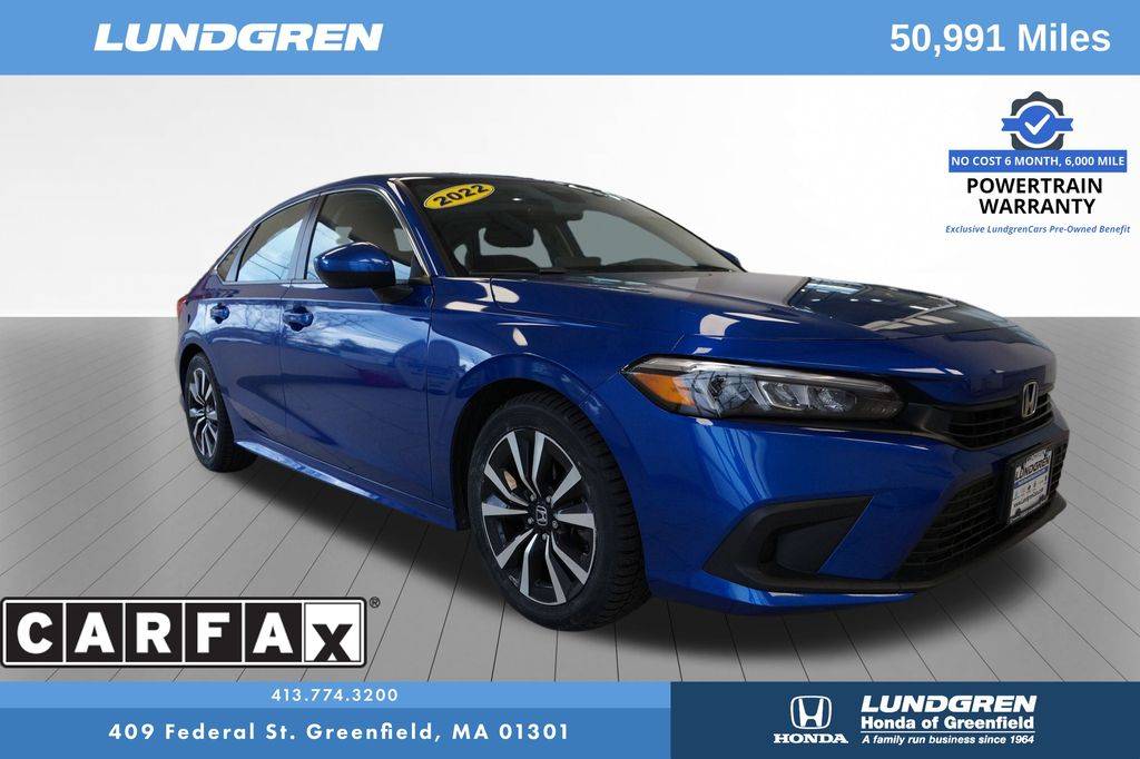 2022 Honda Civic EX — Sedan — 50,991 mi — Greenfield, MA
