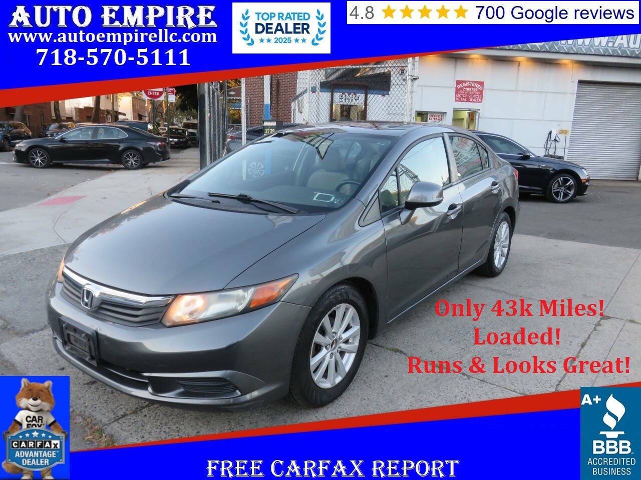 2012 Honda Civic EX-L — Sedan — 43,022 mi — Brooklyn, NY