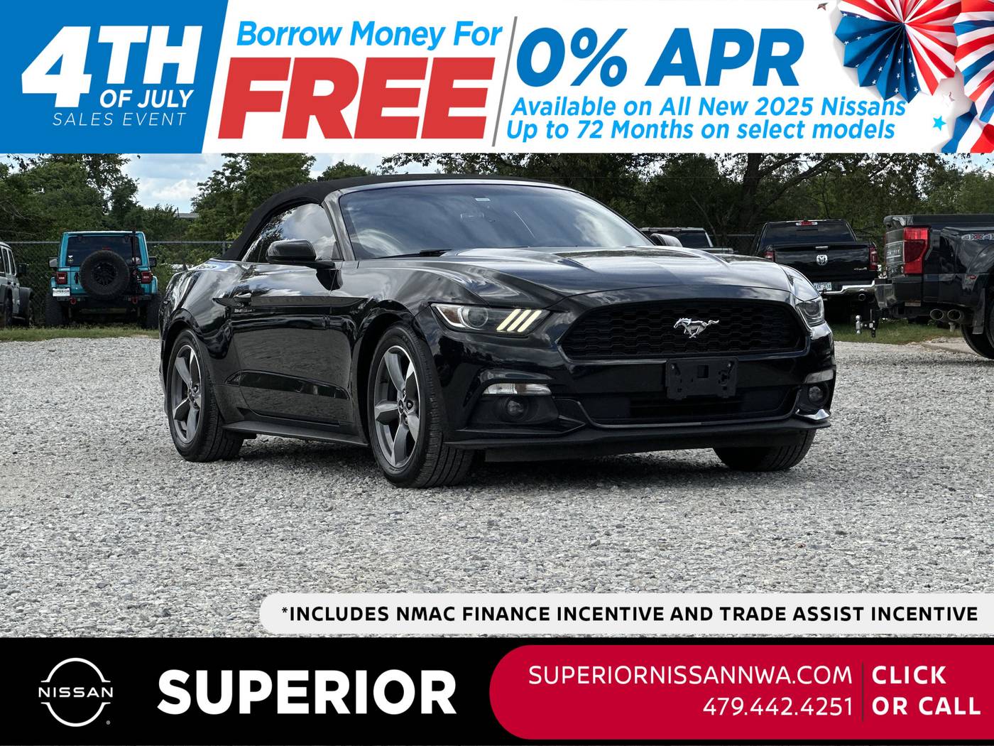 2017 Ford Mustang V6 — Convertible — 113,494 mi — Fayetteville, AR