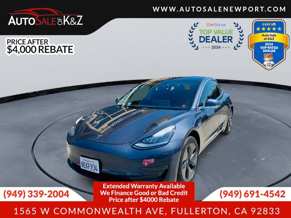 2018 Tesla Model 3 Long Range — Sedan — 75,188 mi — Fullerton, CA