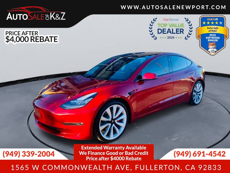2019 Tesla Model 3 Performance — Sedan — 81,659 mi — Fullerton, CA