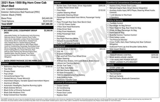 2021 Ram 1500 Big Horn — Pickup Truck — 57,264 mi — Norwalk, OH