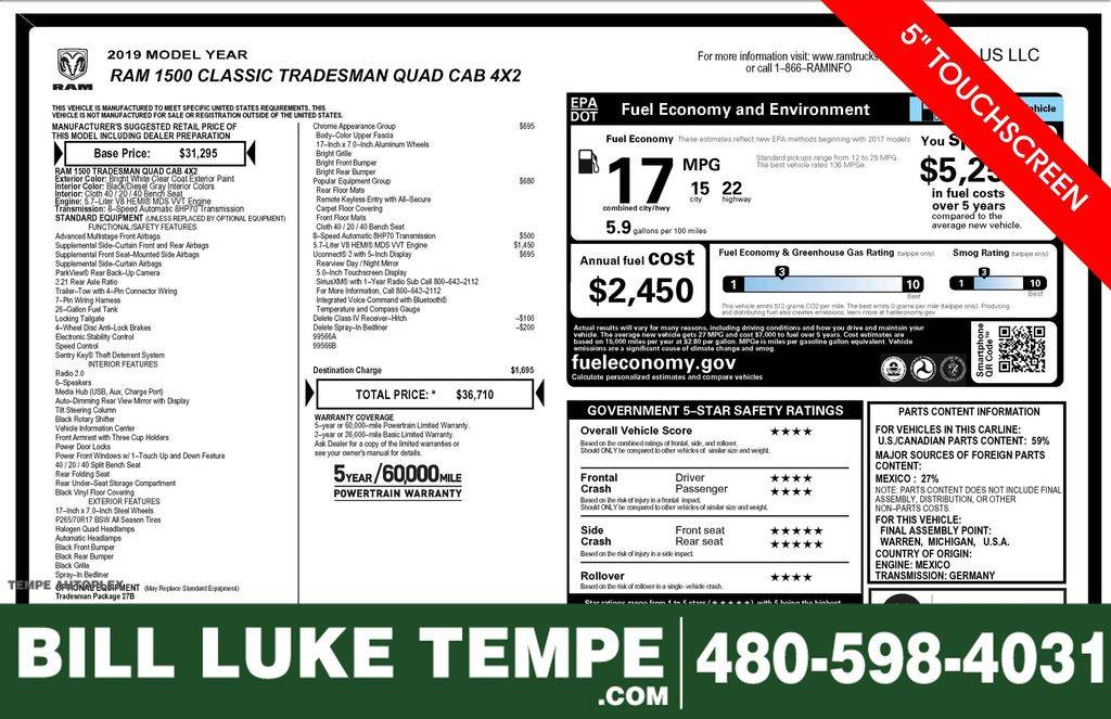 2019 Ram 1500 Classic Tradesman — Pickup Truck — 49,100 mi — Tempe, AZ