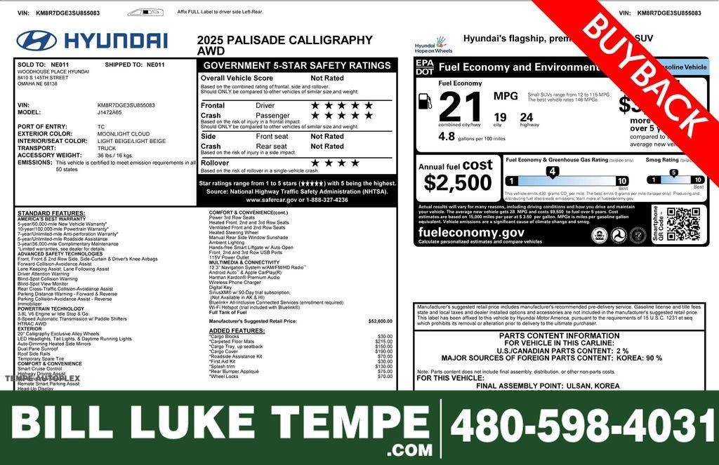 2025 Hyundai Palisade Calligraphy — SUV — 1,705 mi — Tempe, AZ