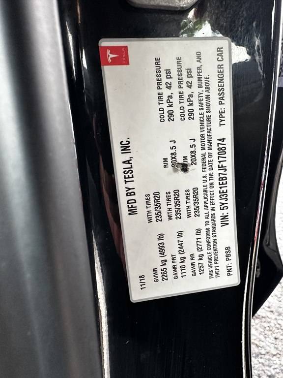 2018 Tesla Model 3 Performance — Sedan — 138,920 mi — Paterson, NJ