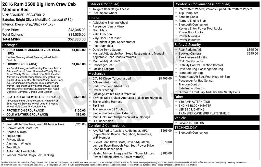 2016 Ram 2500 Big Horn — Pickup Truck — 153,734 mi — Cheyenne, WY