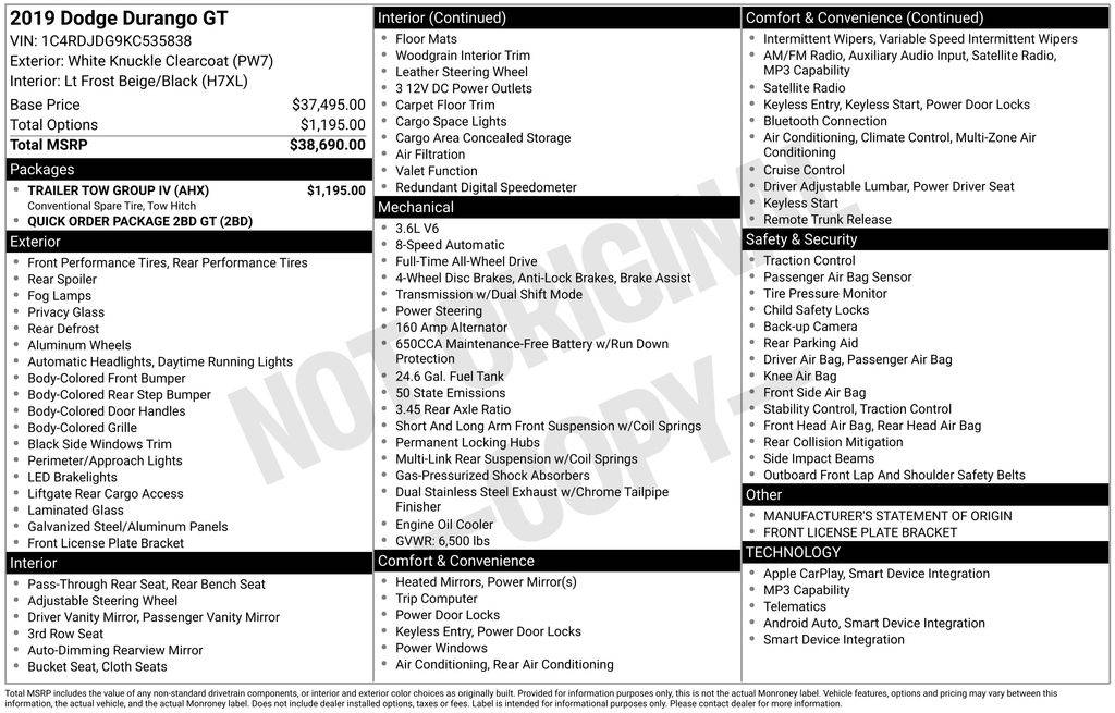 2019 Dodge Durango GT — SUV — 62,399 mi — Cheyenne, WY