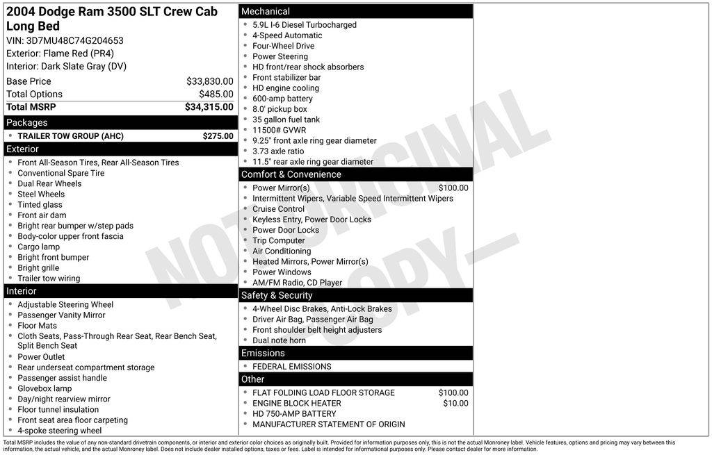 2004 Dodge Ram 3500 SLT — Pickup Truck — 203,442 mi — Cheyenne, WY