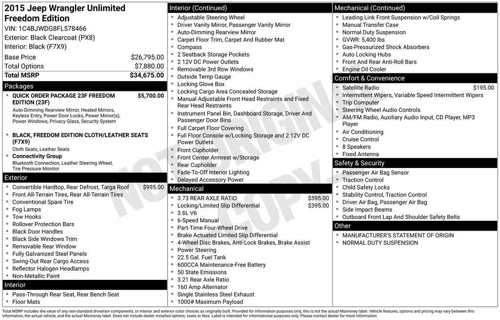 2015 Jeep Wrangler Freedom — SUV — 112,016 mi — Cheyenne, WY