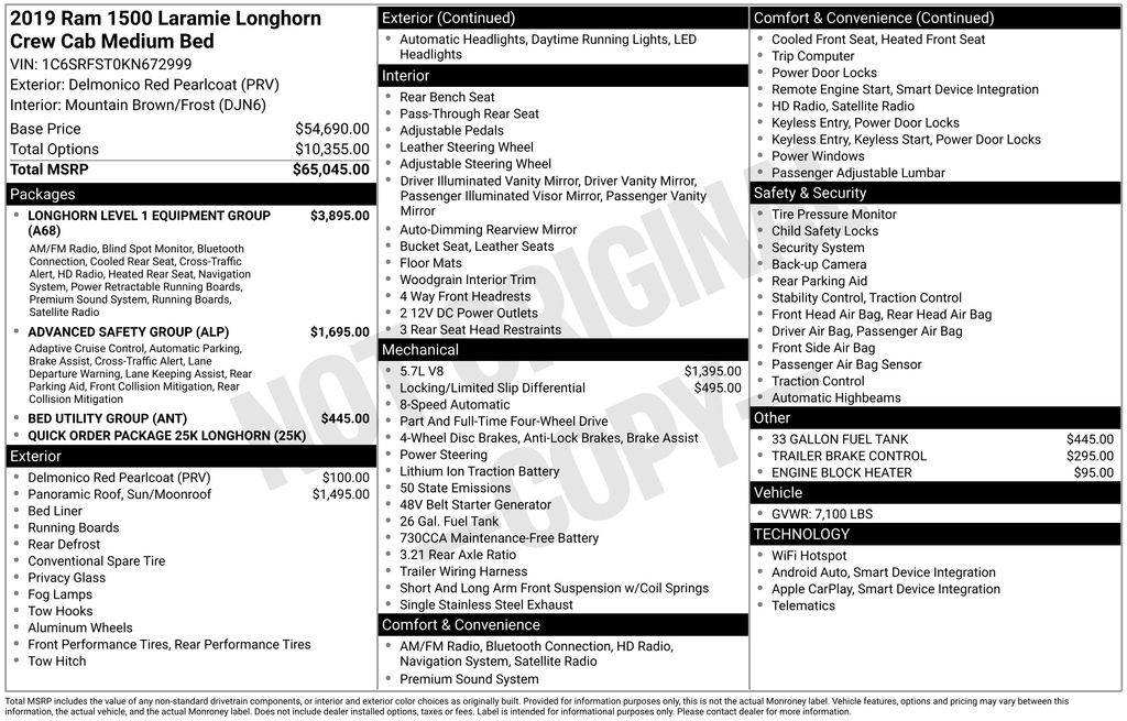 2019 Ram 1500 Longhorn — Pickup Truck — 68,528 mi — Cheyenne, WY
