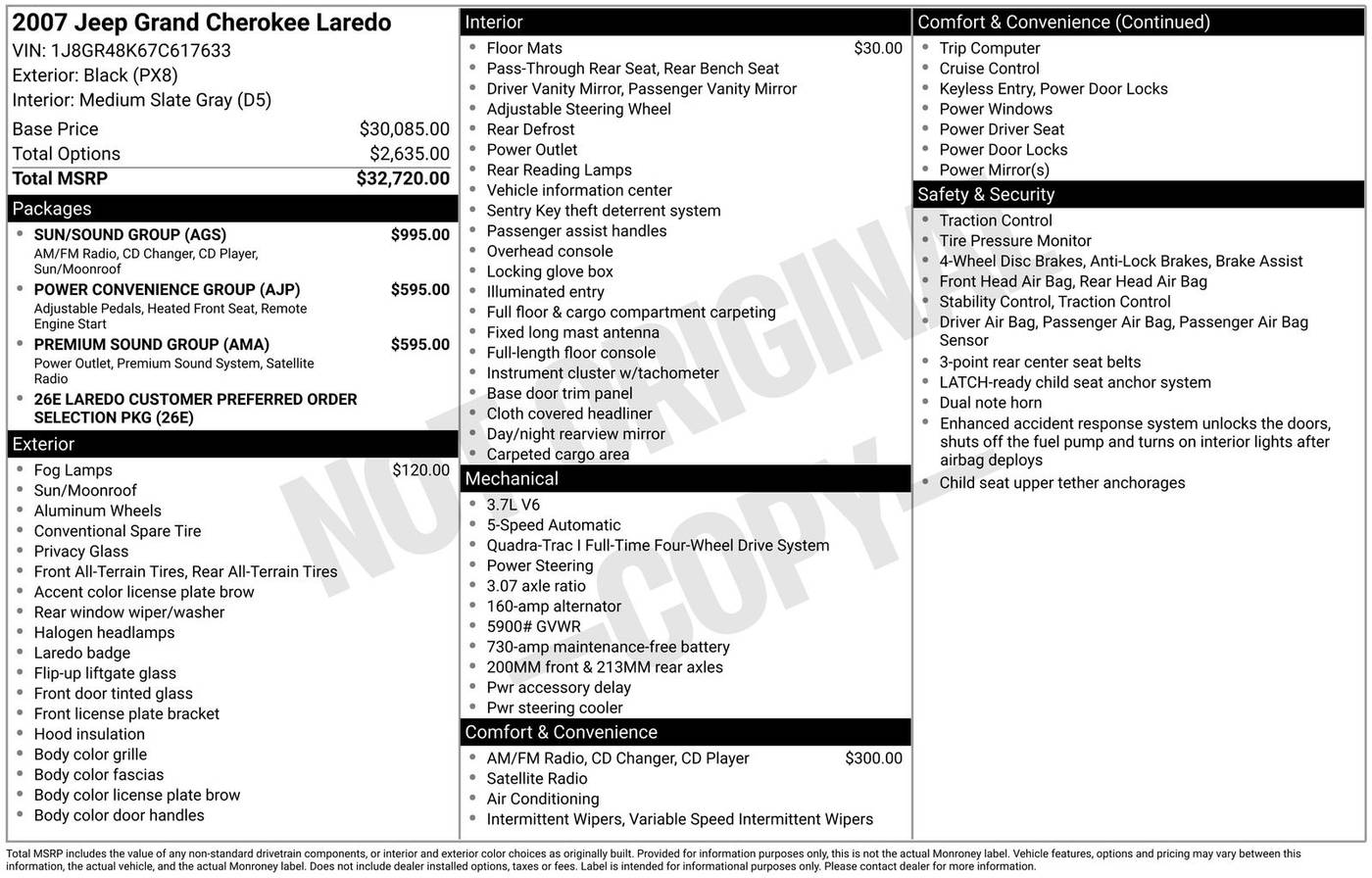 2007 Jeep Grand Cherokee Laredo — SUV — 148,895 mi — Eatontown, NJ