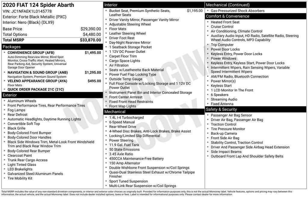2020 FIAT 124 Spider Abarth — Convertible — 29,310 mi — Marietta, GA
