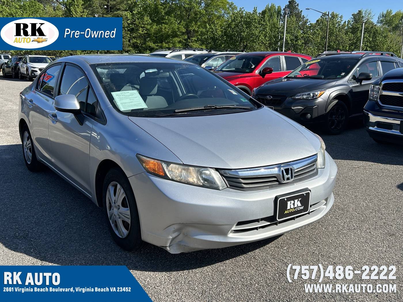 2012 Honda Civic LX — Sedan — 104,429 mi — Virginia Beach, VA