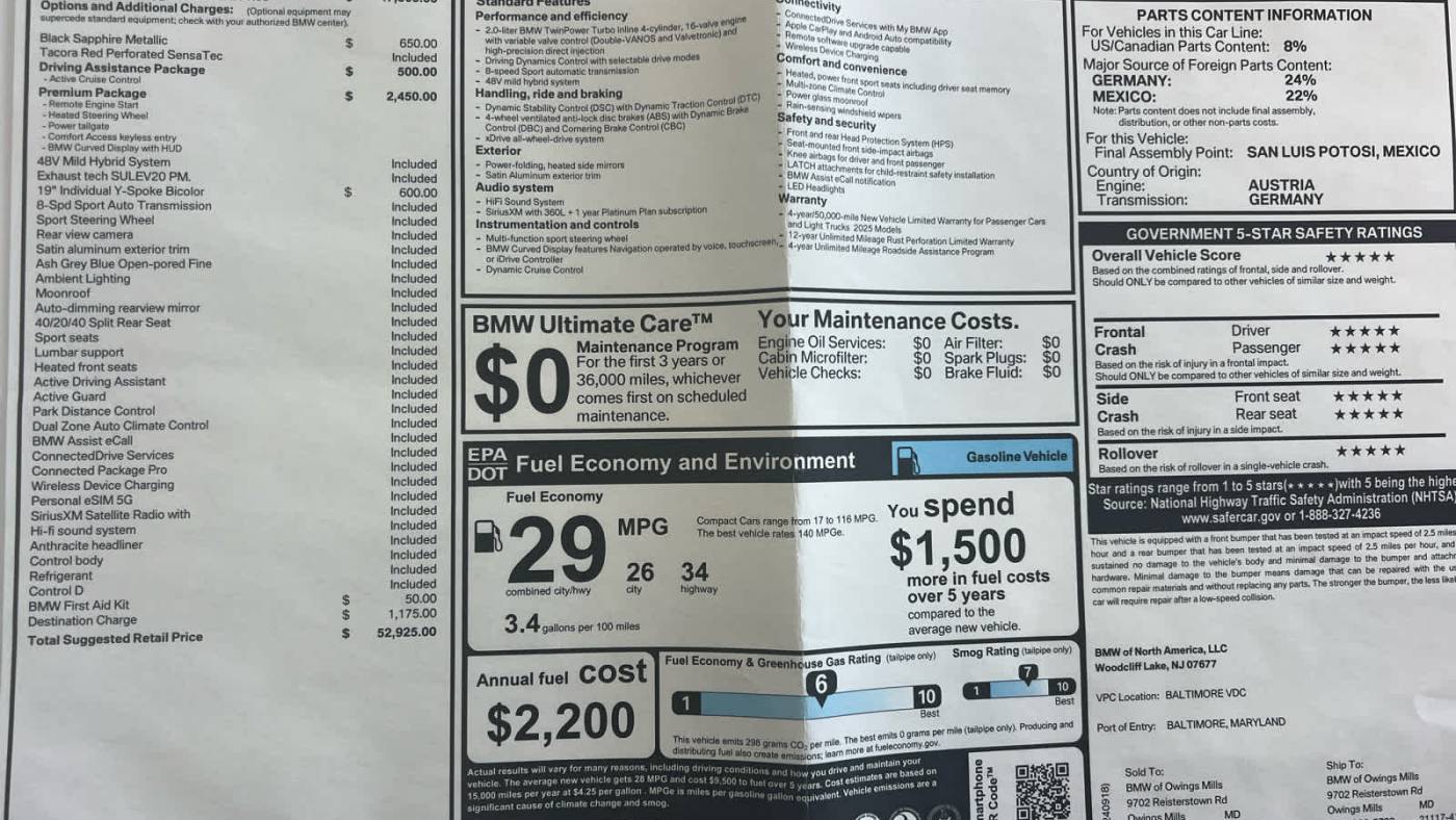 2025 BMW 3 Series 330i — Sedan — 2,399 mi — Owings Mills, MD
