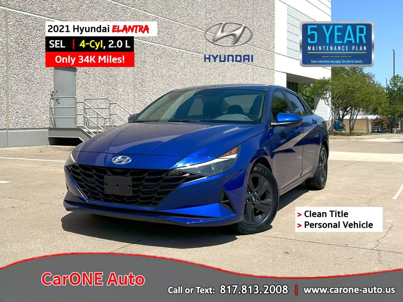 2021 Hyundai Elantra SEL — Sedan — 34,316 mi — Garland, TX