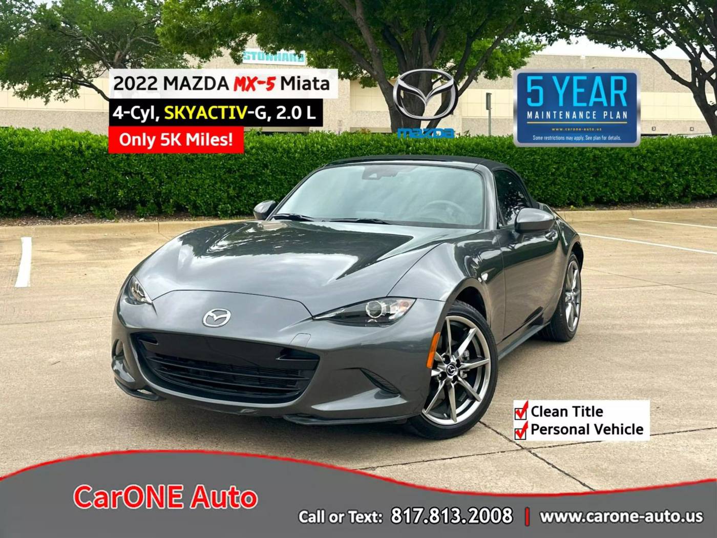 2022 Mazda MX-5 Miata Grand Touring — Convertible — 5,772 mi — Garland, TX
