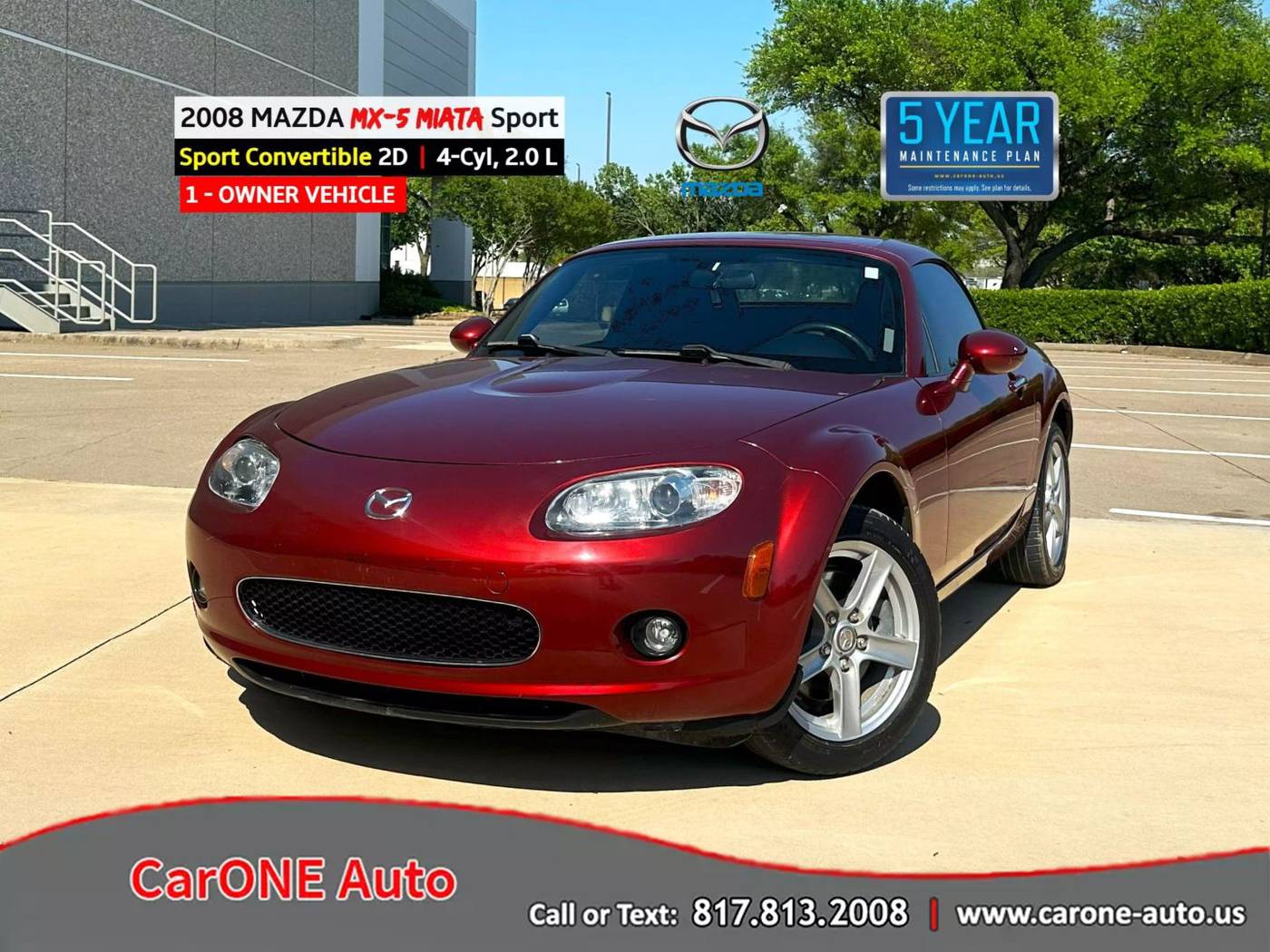 2008 Mazda MX-5 Miata Sport PRHT — Convertible — 29,831 mi — Garland, TX