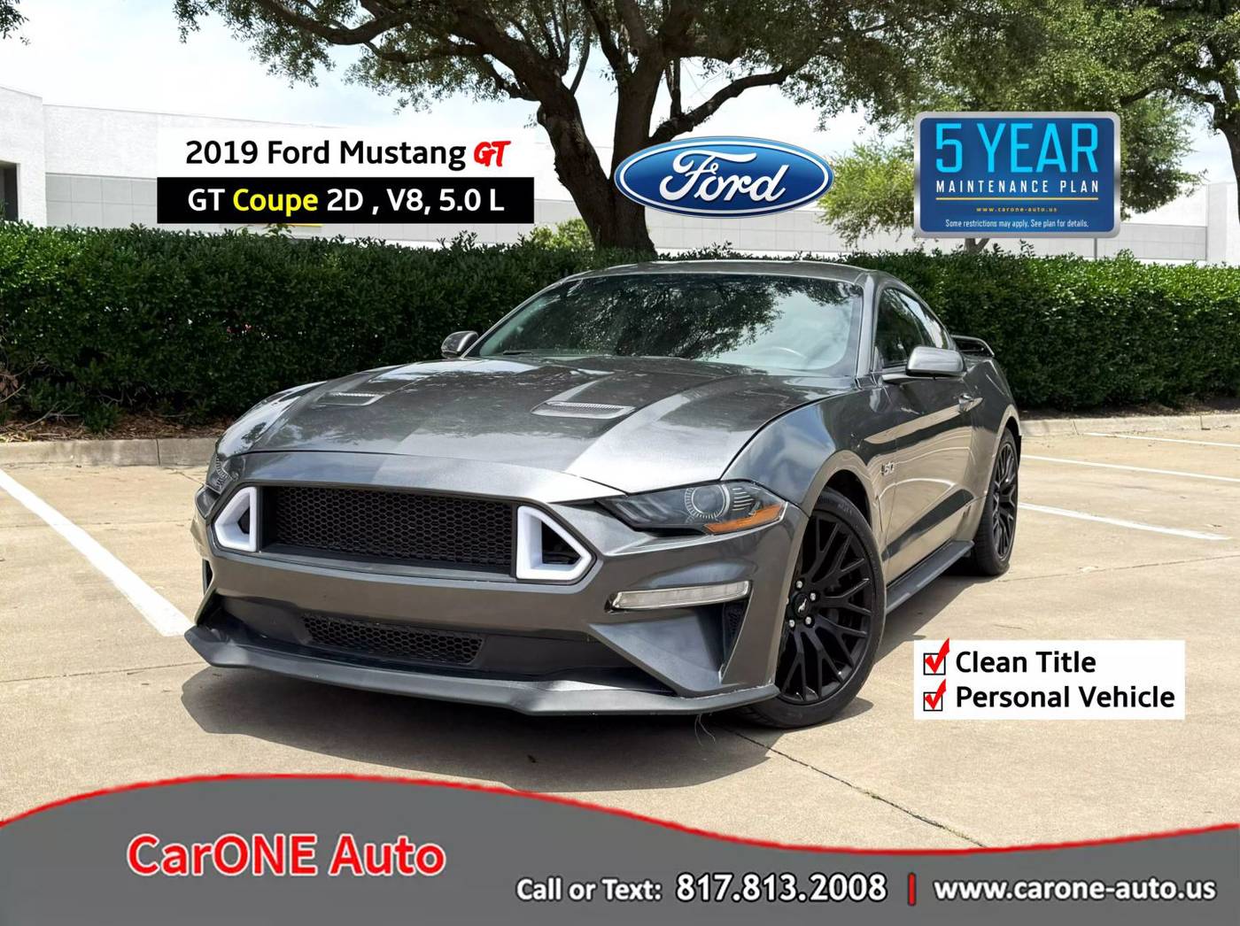 2019 Ford Mustang GT — Coupe — 59,278 mi — Garland, TX