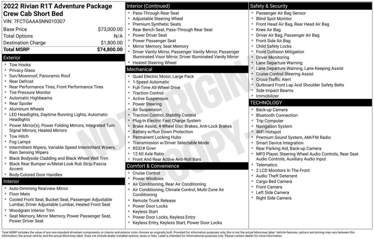 2022 Rivian R1T Adventure Package