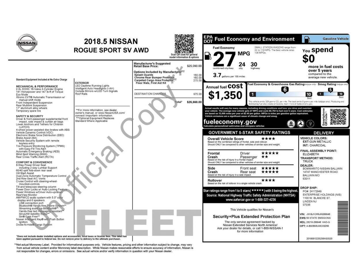2018 Nissan Rogue Sport SV — SUV — 78,095 mi — Greensboro, NC