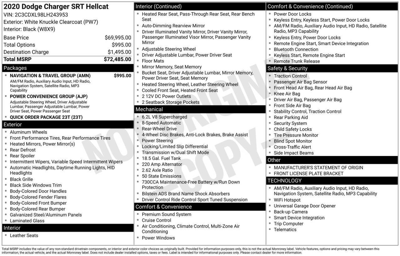 2020 Dodge Charger SRT Hellcat