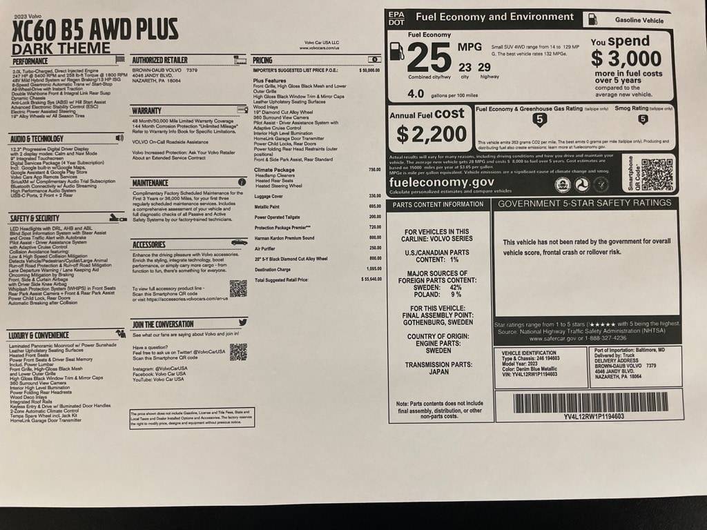 2023 Volvo XC60 Plus — SUV — 32,405 mi — Hasbrouck Heights, NJ