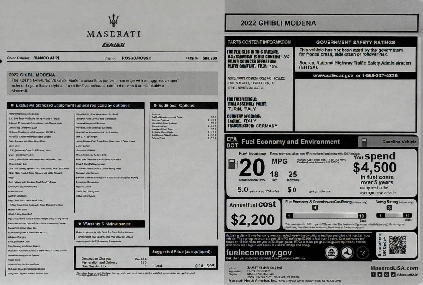 2022 Maserati Ghibli Modena — Sedan — 15,372 mi — Alexandria, VA