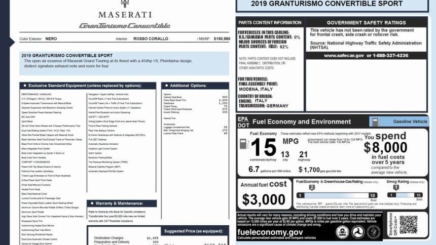 2019 Maserati GranTurismo Sport — Convertible — 25,822 mi — Boston, MA