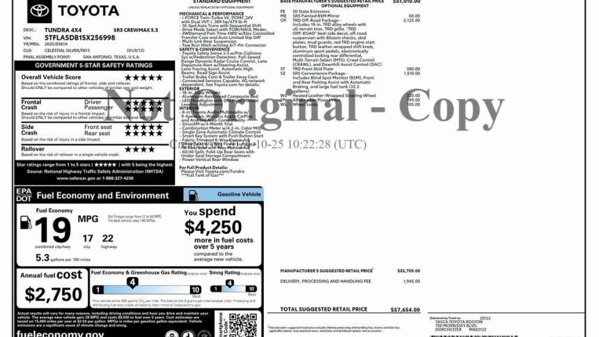2025 Toyota Tundra SR5 — Pickup Truck — 2,190 mi — Boston, MA