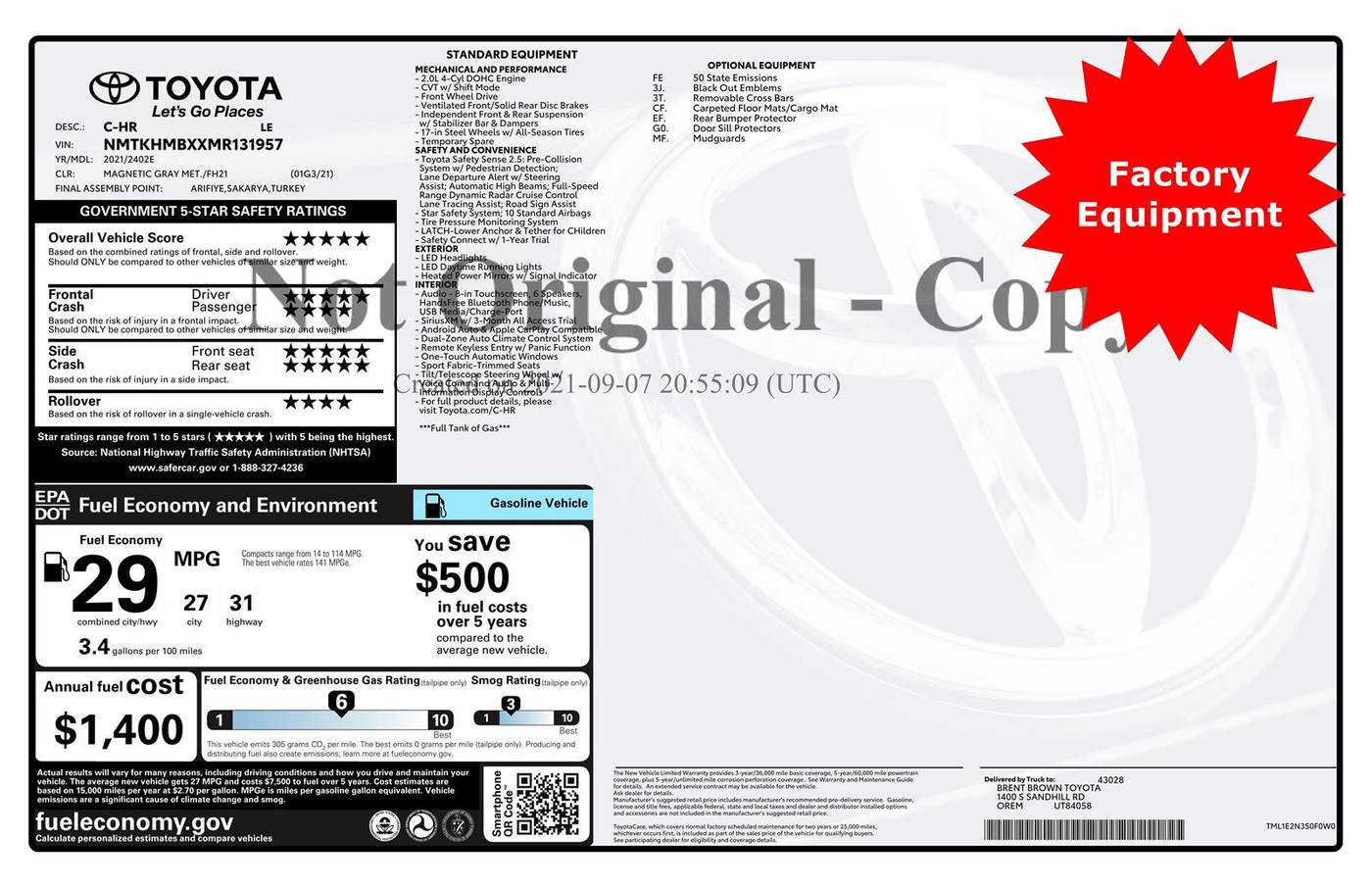 2021 Toyota C-HR LE — SUV — 53,422 mi — Orem, UT