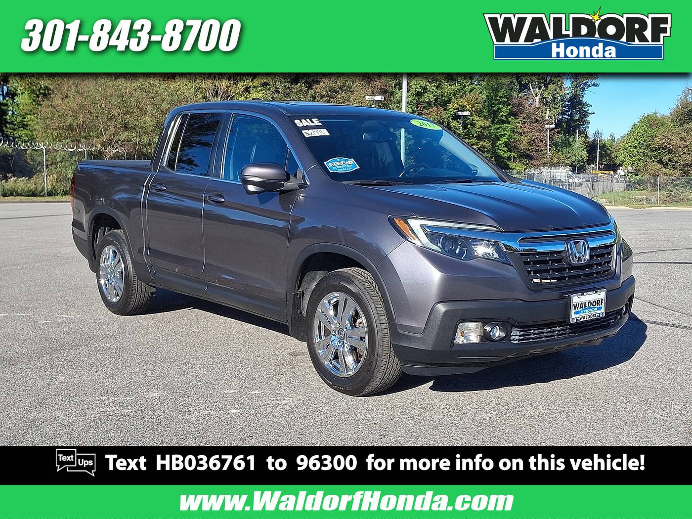 2017 Honda Ridgeline RTL-T — Pickup Truck — 91,169 mi — Waldorf, MD