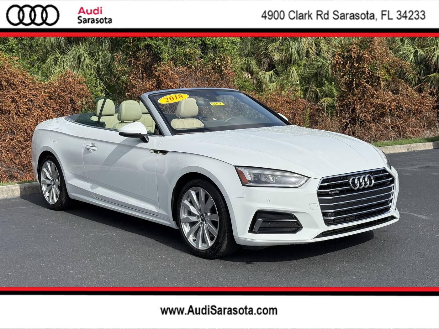 2018 Audi A5 Premium Plus — Convertible — 58,367 mi — Sarasota, FL