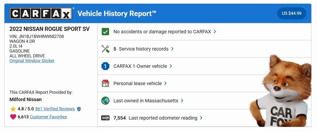 2022 Nissan Rogue Sport SV — SUV — 10,381 mi — Milford, MA