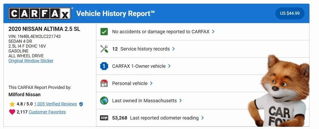 2020 Nissan Altima SL — Sedan — 53,772 mi — Milford, MA