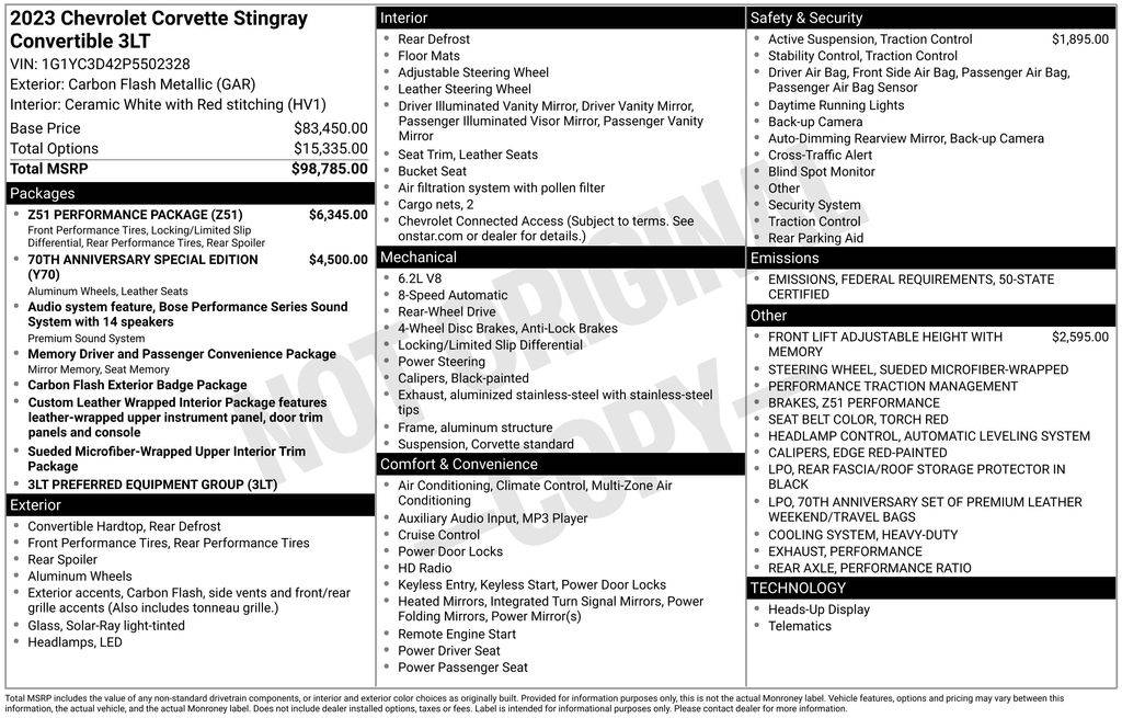 2023 Chevrolet Corvette 3LT — Convertible — 7,878 mi — Clermont, FL
