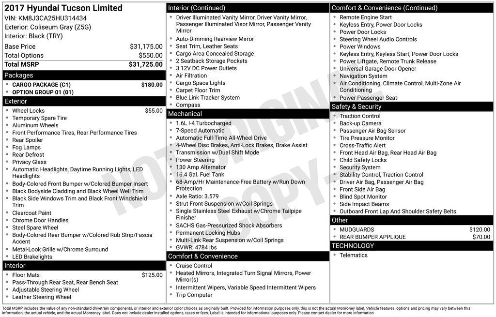 2017 Hyundai Tucson Limited — SUV — 117,189 mi — Clermont, FL