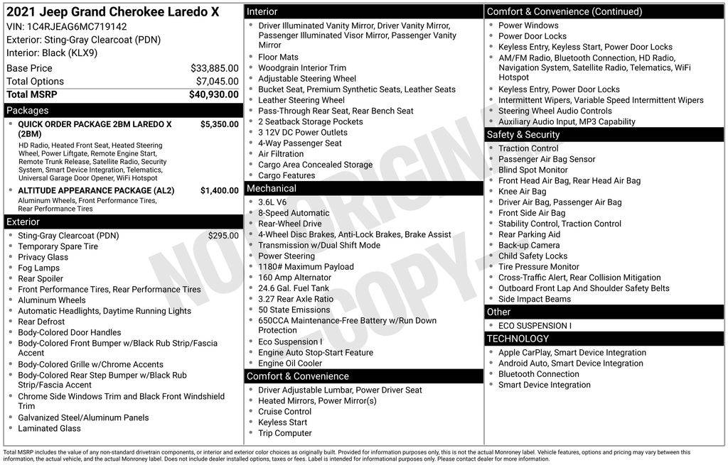 2021 Jeep Grand Cherokee WK Laredo X — SUV — 41,479 mi — Clermont, FL