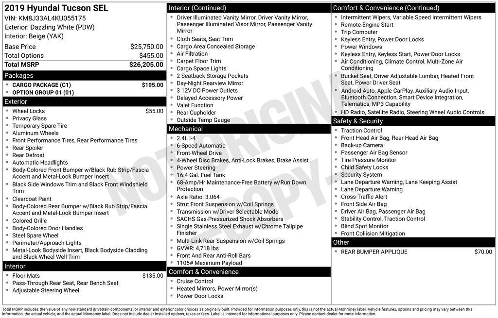 2019 Hyundai Tucson SEL — SUV — 31,694 mi — Clermont, FL