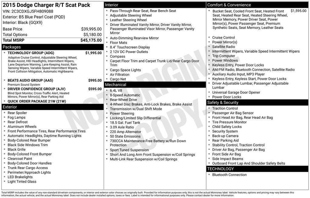 2015 Dodge Charger R/T Scat Pack — Sedan — 58,949 mi — Clermont, FL