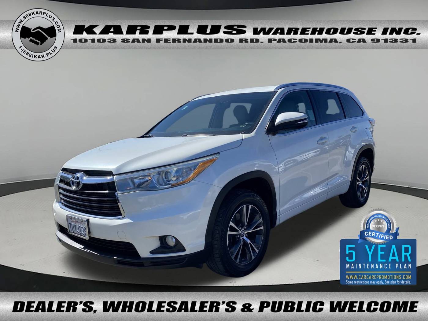 2016 Toyota Highlander XLE — SUV — 106,215 mi — Pacoima, CA