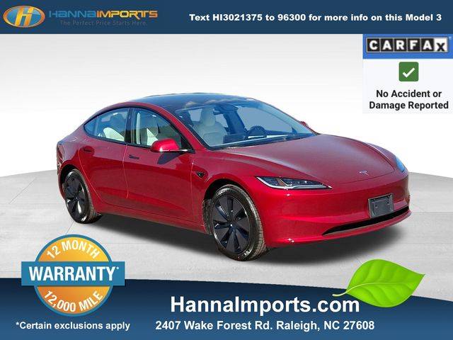 2025 Tesla Model 3 Long Range — Sedan — 2,844 mi — Raleigh, NC