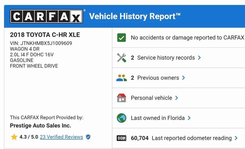 2018 Toyota C-HR XLE — SUV — 64,305 mi — Ocala, FL