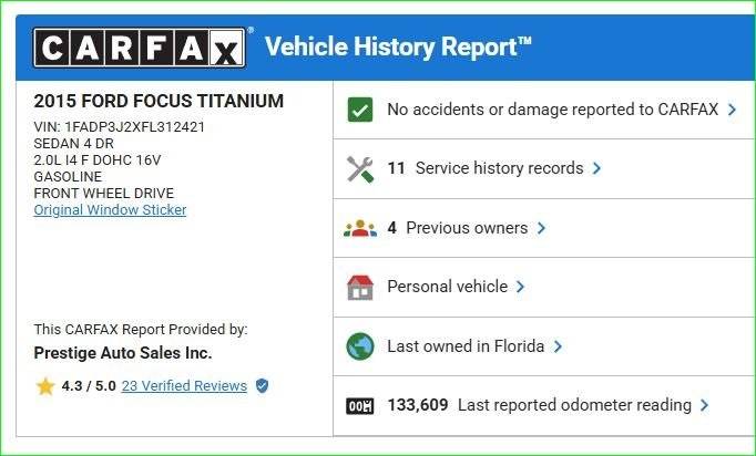 2015 Ford Focus Titanium — Sedan — 144,019 mi — Ocala, FL