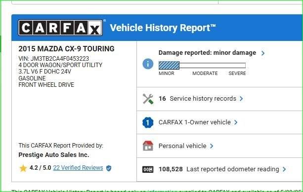 2015 Mazda CX-9 Touring — SUV — 108,528 mi — Ocala, FL