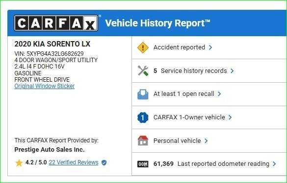 2020 Kia Sorento LX — SUV — 61,443 mi — Ocala, FL