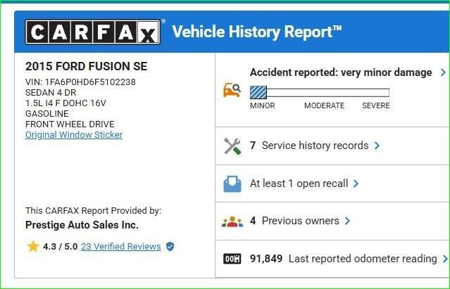 2015 Ford Fusion SE — Sedan — 92,348 mi — Ocala, FL