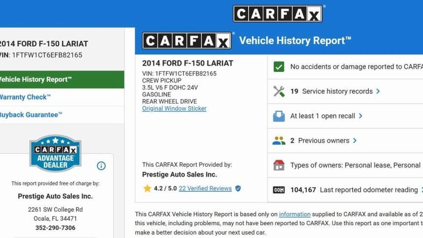 2014 Ford F-150 Lariat — Pickup Truck — 104,167 mi — Ocala, FL