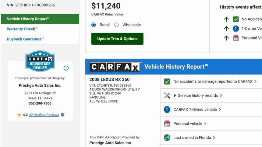 2008 Lexus RX RX 350 — SUV — 104,906 mi — Ocala, FL