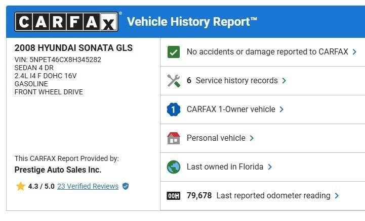 2008 Hyundai Sonata GLS — Sedan — 79,678 mi — Ocala, FL